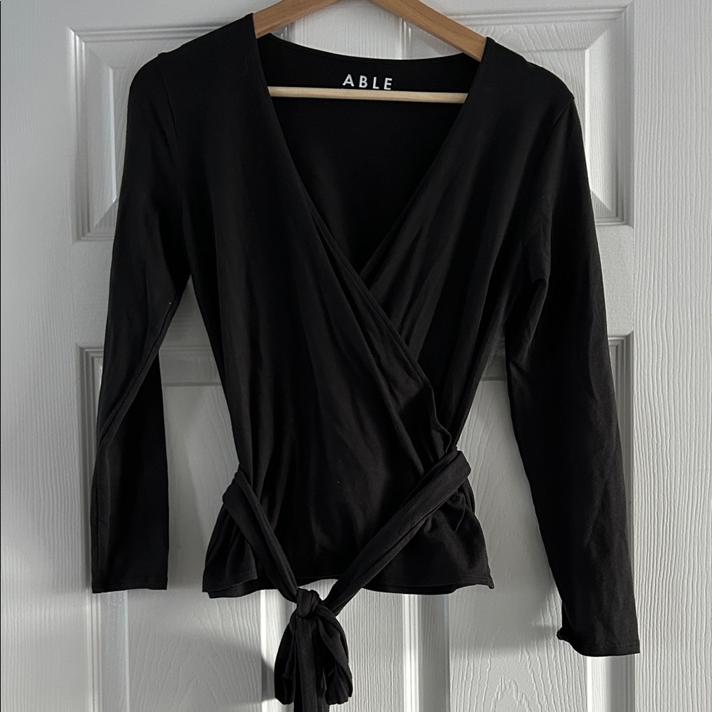 Able Women's Elegant Black Wrap Blouse